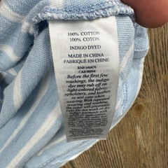 Faherty Brand Mens XL Indigo Dyed Striped Pocket T-Shirt Blue White MKU2126-LIS