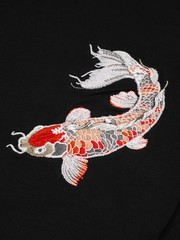 Niepce Men’s Koi Fish Embroidery Tee Japanese Streetwear T-Shirt