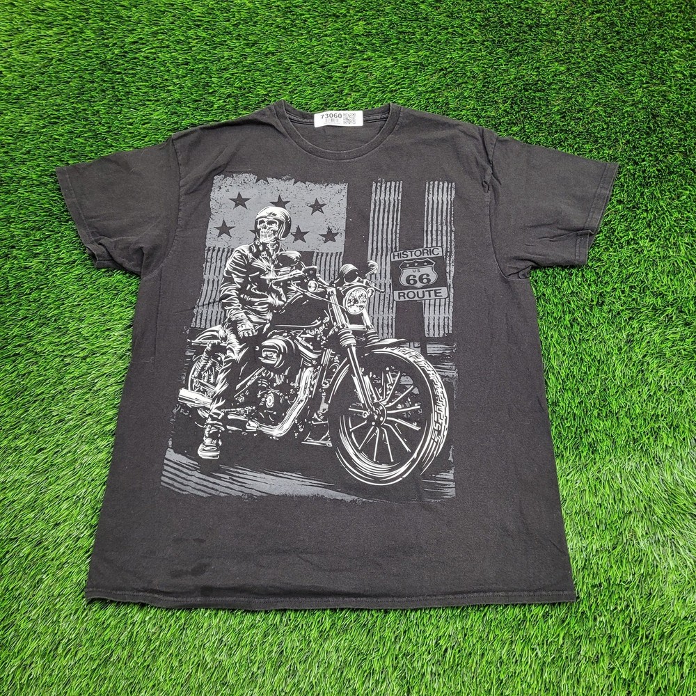 Skull Biker Shirt Large 22×28 Faded