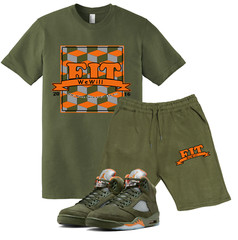 We Will Fit Set to match Jordan 5 Olive army Green Solar orange