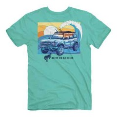 Celadon Green T-Shirt w/ 2021 2022 Ford Bronco Beach Tidal Wave Sunset Scene