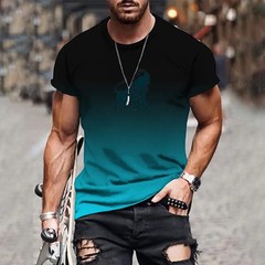Trendy and fashionable new men’s T-shirt 3D printed gradient printed top summer