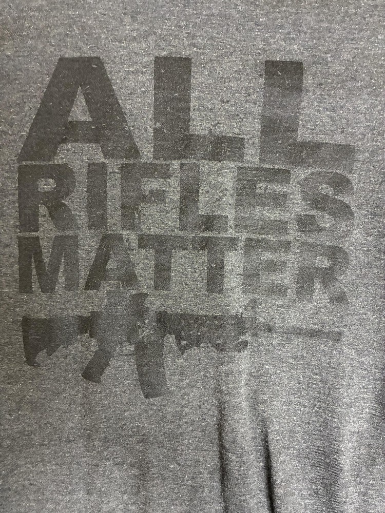 All Rifles Matter Shirt Mens Small Gray Knocker Gun Rifle Graphic Tee Patriotic