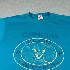 Vintage Elk River Shirt Adult Large Turquoise Single Stitch Minnesota Mens 90s