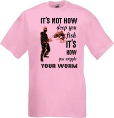 Fishing Wiggle Your Worm Humour Novelty T Shirt Various Colours And Sizes