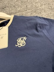 Siksilk Shirt Mens Large Slim Fit Tee Tournament Blue T Shirt Navy Sik Silk N98