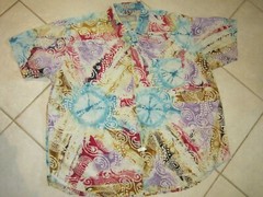 UNIQUE MENS 3XL CHEST 60 LENGTH 34 GEOMETRIC HIPPIE PRINT AMERICAN TERRAIN