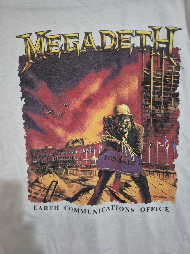 Vintage Megadeth Shirt XL Earth Communications Office Double Stitch RARE