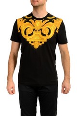 Versace Men’s Black Barocco Logo Print Short Sleeve T-Shirt US S IT 48