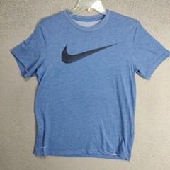Nike Shirt Adult Medium Blue Swoosh Logo Short Sleeve Active Sports Outdoor Mens