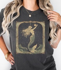 Vintage Mermaid T-Shirt Cottagecore Art Deco Graphic Tee