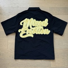 Mixed Emotion Letter Print Beaded Knitted Short-Sleeved Shirt and Casual Shorts