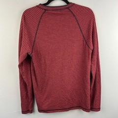 Faherty Mens Cloud Long Sleeve Henley Red Blue Cumberland Stripe Pima Cotton S