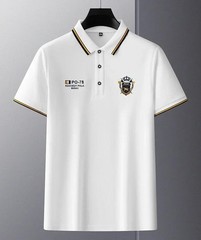 Nueva camisa polo bordada de manga corta para hombre, informal de negocios