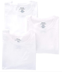 3 POLO RALPH LAUREN MENS COTTON WHITE CREW T-SHIRTS UNDERSHIRTS S M L XL XXL NWT