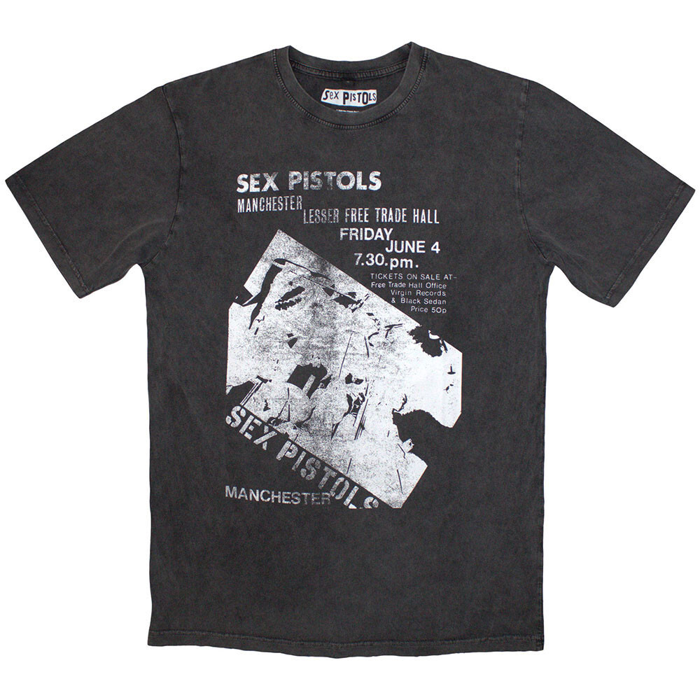 Sex Pistols – Manchester Flyer – Charcoal Grey Stone Wash t-shirt