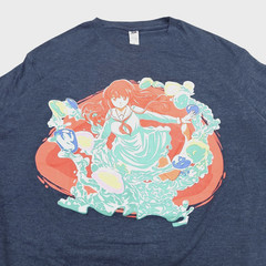 Anime Japanamation Cartoon Female Character Blue Heathered T-shirt SZ L