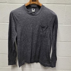 NN07 Shirt Mens S Gray Long Sleeve Crewneck Solid Casual Knit Tee T-Shirt Wool