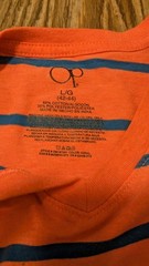 Ocean Pacific T-Shirt V Neck Men Size Large Coral Orange Striped Short Sleeve