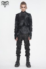 Devil Fashion Men Gothic Distressed Asymmetric Hooded Slim Long Sleeve T-Shirt