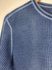 Lucky Brand Men’s Blue Waffle Knit Thermal Henley Shirt Long Sleeve Medium