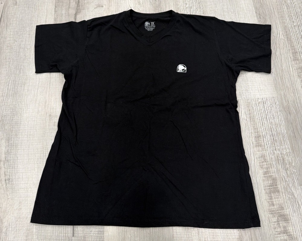 Taco Bell Shirt Womens’s 2XL Black V Neck Logo Graphic Fast Food Tee T-Shirt