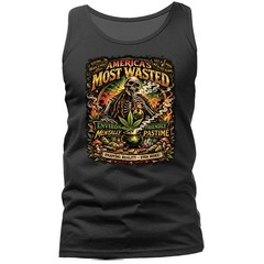 America’s Most Wasted Skeleton Stoner Marijuana Weed Cannabis Tank Top