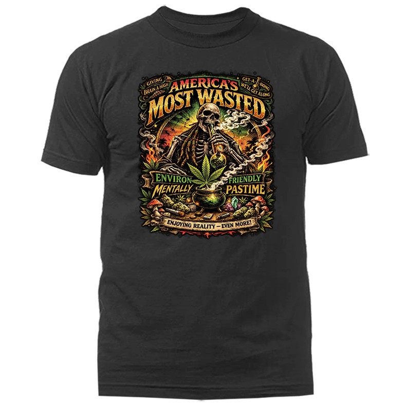 America’s Most Wasted Skeleton Stoner Marijuana Weed Cannabis T-shirt