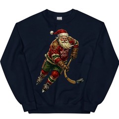 Vintage Santa Hockey T-Shirt North Pole Jersey Christmas Holiday Sports Sweater