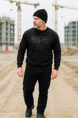 Distressed American Flag Sweatshirt | Patriotic USA Crewneck | Unisex Fleece