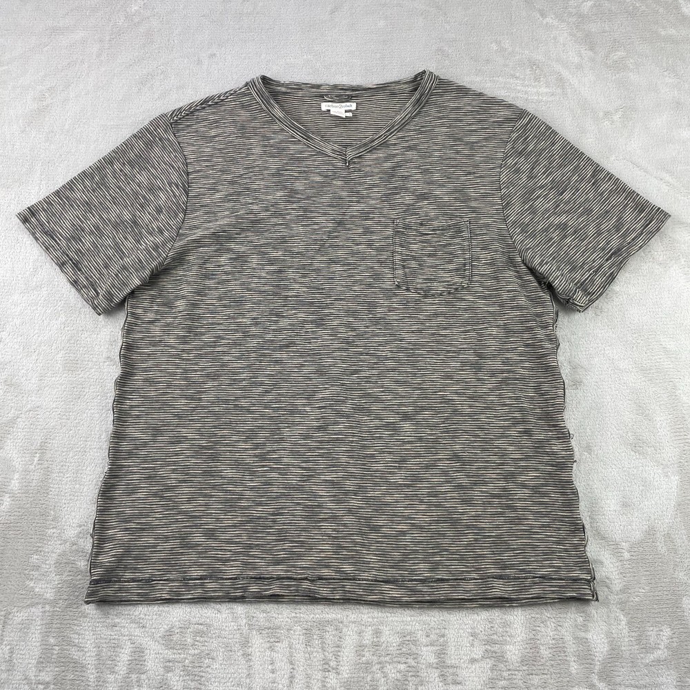 Carbon 2 Cobalt Pocket T Shirt Men Large Brown Striped V Neck Short Sleeve