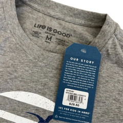 Life is Good Mens 70’s Retro Beach Umbrella Short Sleeve Tee Medium Heather Gray