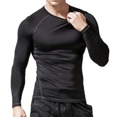 Zonbailon men’s t-shirt crew neck sports fitness high elastic tight long sleeve