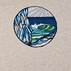 prAna Swell Graphic T‑Shirt Men’s Large Stone Organic Cotton Wave M1SWEL116 NWT