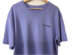 Columbia PFG T-Shirt Mens XLarge Light Purple Fish Graphic Outdoorsman Short Slv