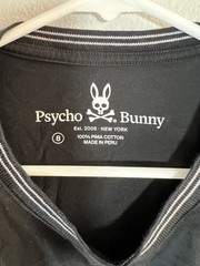 Psycho Bunny Logan Black Men’s Tee Shirt Bunny Logo Contrast Trim Crewneck 8/2XL
