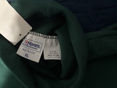 Vintage Hanes Activewear Green Turtleneck Shirt USA Made XL 100% Cotton