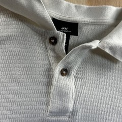 H&M Regular Fit Ribbed Ivory Polo Shirt Size Large