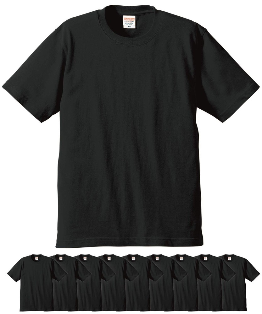 United Athle 5942-01 6.2oz Premium T-Shirts Set of 10 Men’s (Black, XL)