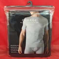 George Men’s 2-Pack Crew Neck T-Shirts 95% Cotton/5% Spandex L/G Gray & Black