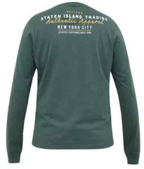 D555 Big Mens Green Long Sleeve Printed T-Shirt 2XL 3XL 4XL 5XL 6XL (601426-K)