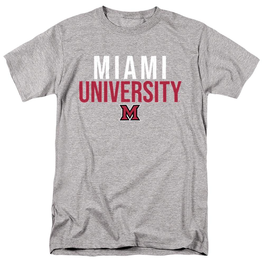Miami University Adult T-Shirt Ohio Stacked, Athletic Heather, S-5XL