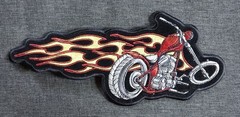 Embroidered Motorcycle with Flames Flaming CHOPPER Outlaw Biker Patch