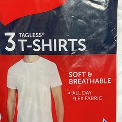 Hanes Men’s White 3 Pack Tagless Stretch Crew Neck T-Shirt 2135DG