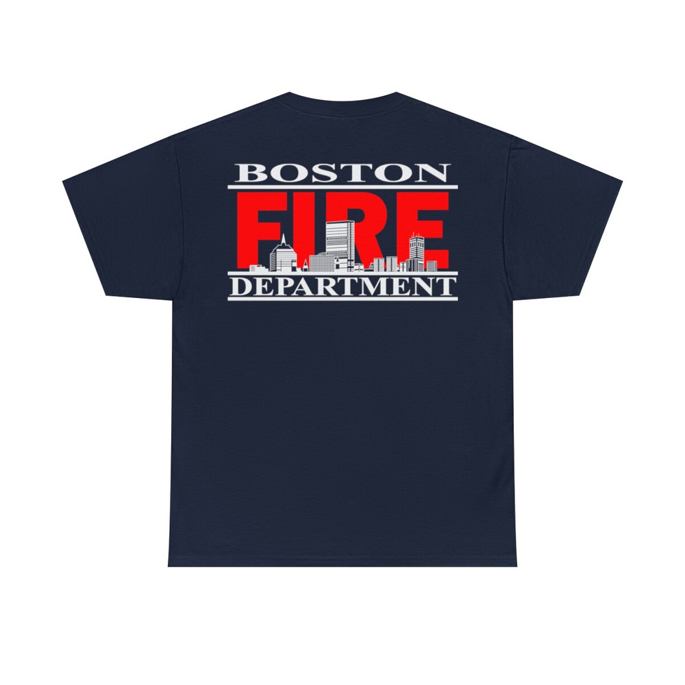 Boston Fire Department Skyline Cityscape Heavy Cotton Tee Shirt tshirt