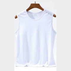 Men’s Ice Silk Mesh Tank Top Gym Stringer Fitness Vest Sleeveless Muscle Shirt