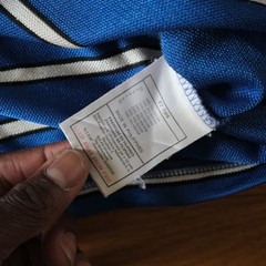 Nike 90s Striped T Shirt Blue Embroidered Center Swoosh Vintage Size M Sporty