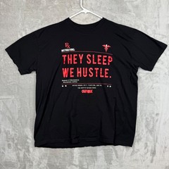 Outrank They Sleep We Hustle RX Graphic Tee Black Mens 2XL Streetwear T-Shirt