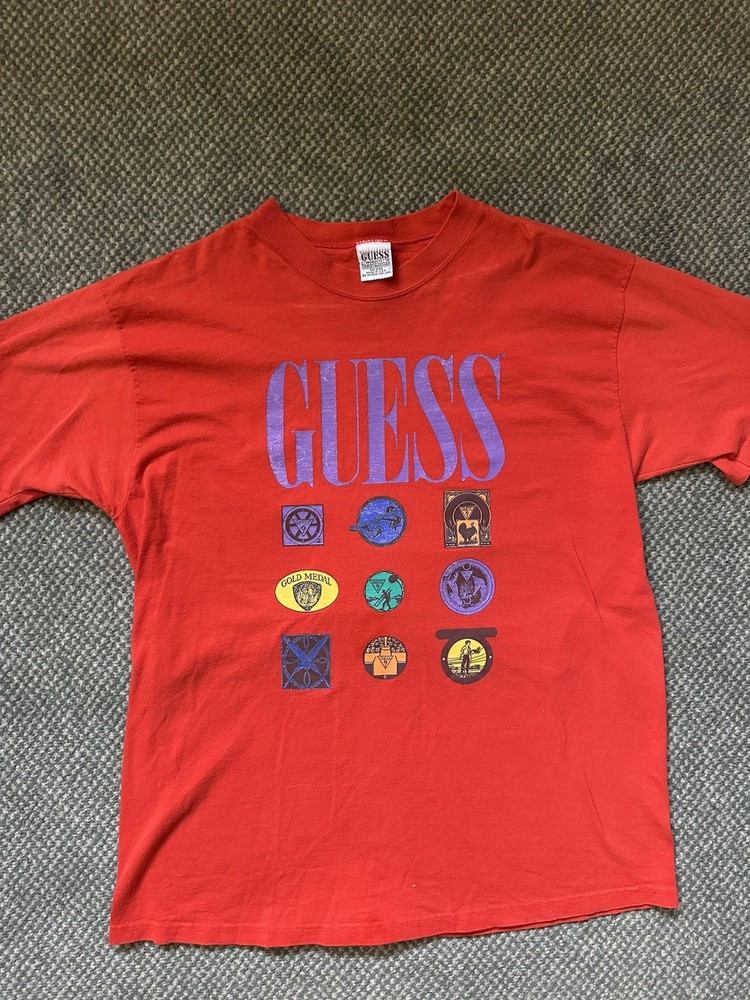 Vintage 1989 Guess Georges Marciano T-Shirt One Size Red Single Stitch USA