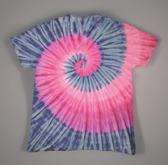 *New* 3XL & 4XL Handmade Tie Dye, Pink Blue Spiral, Crew or V-Neck